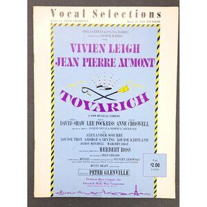 Vintage Tovarich Vocal Selections Sheet Music Book Vivien Leigh Aumont 1963 Shaw